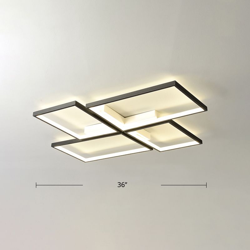 Black Pinwheel-Like Ceiling Lamp Minimalistic Metal LED Flush Mount Light Fixture for Living Room