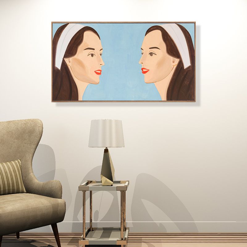 Pop Art Canvas Print in Blue Alex Katz Double White Band Painting Wall Decor for Home