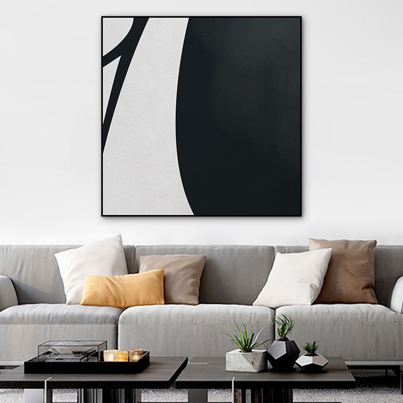 Minimalistic Abstract Drawing Canvas Art House Interior Wall Decor in Black and Grey