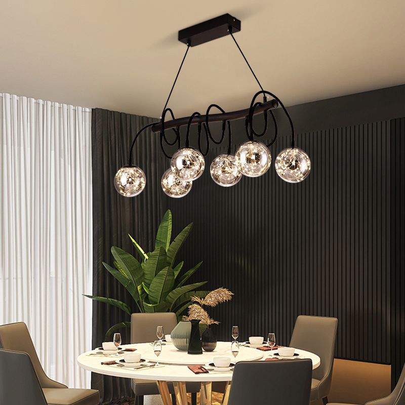 Nordic Style Glass Orb LED Island Light Creative Light String Design Coffee Shop Hanging Light