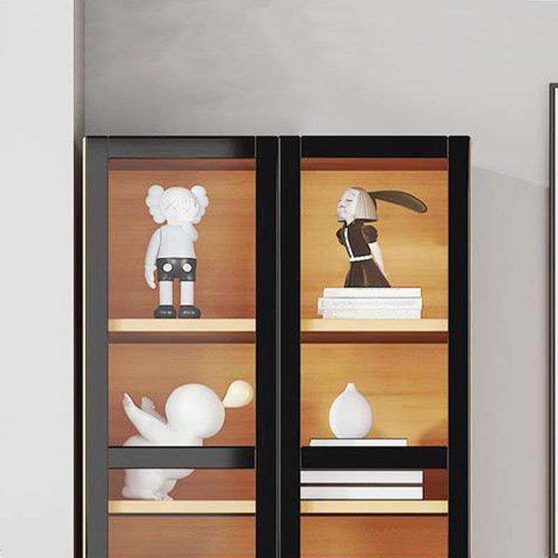 Modern Style Bookcase Bamboo Closed Back Bookshelf with Door for Home Office