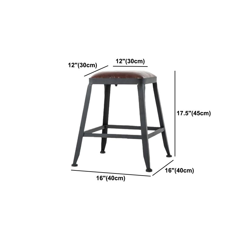 Industrial Leather Top Barstool Black 4 Legs Bar Stool for Indoor