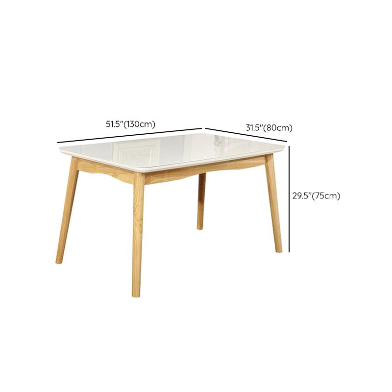 Contemporary White Rectangle Glass Top Dining Table with Legs