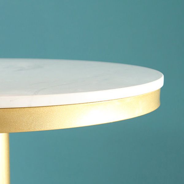 Glam Style Gold Iron Bar Table Marble Round Indoor Pedestal Bistro Table - 21.6"W x 41.3"H