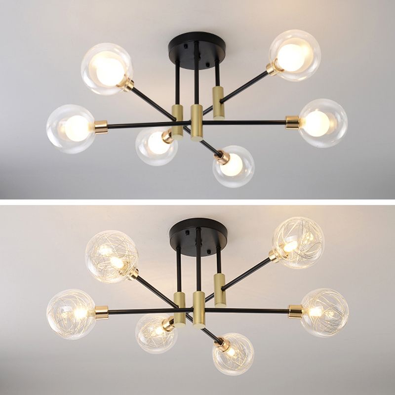 Plafonnier semi-encastré pour salon Global, éclairage de plafond simple en verre noir