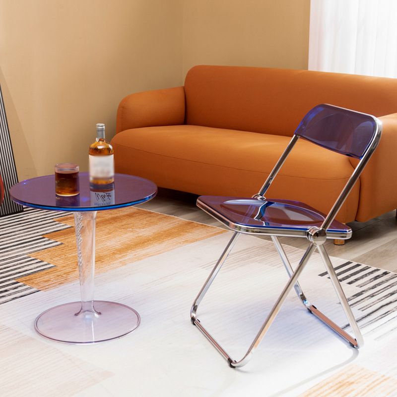 Crossed Base Design Acrylic Material Modern Style Round Side Table