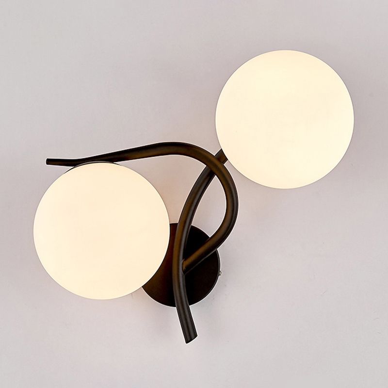 Lampada montata a parete a doppio globo in stile contemporaneo illuminazione a parete in vetro