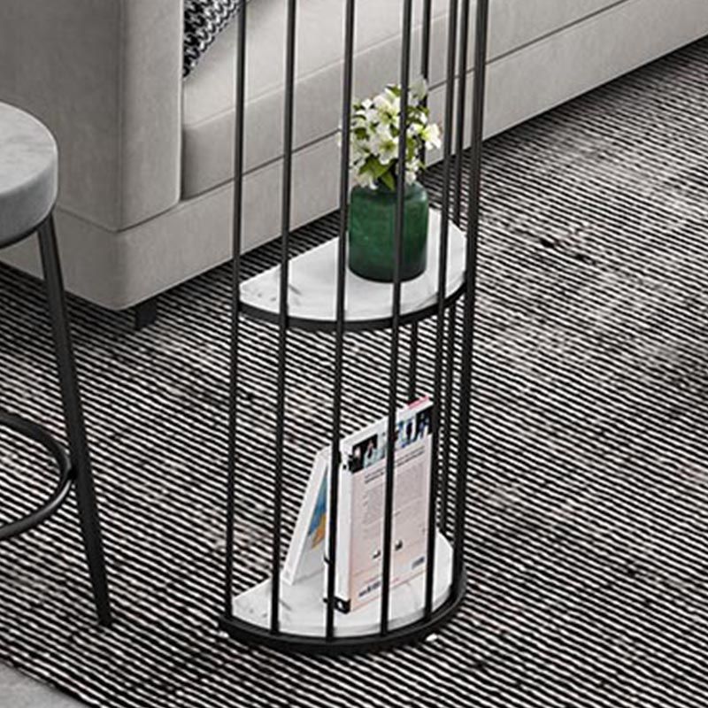Contemporary Bar Table Stone Pub Table with Shelf for Living Room