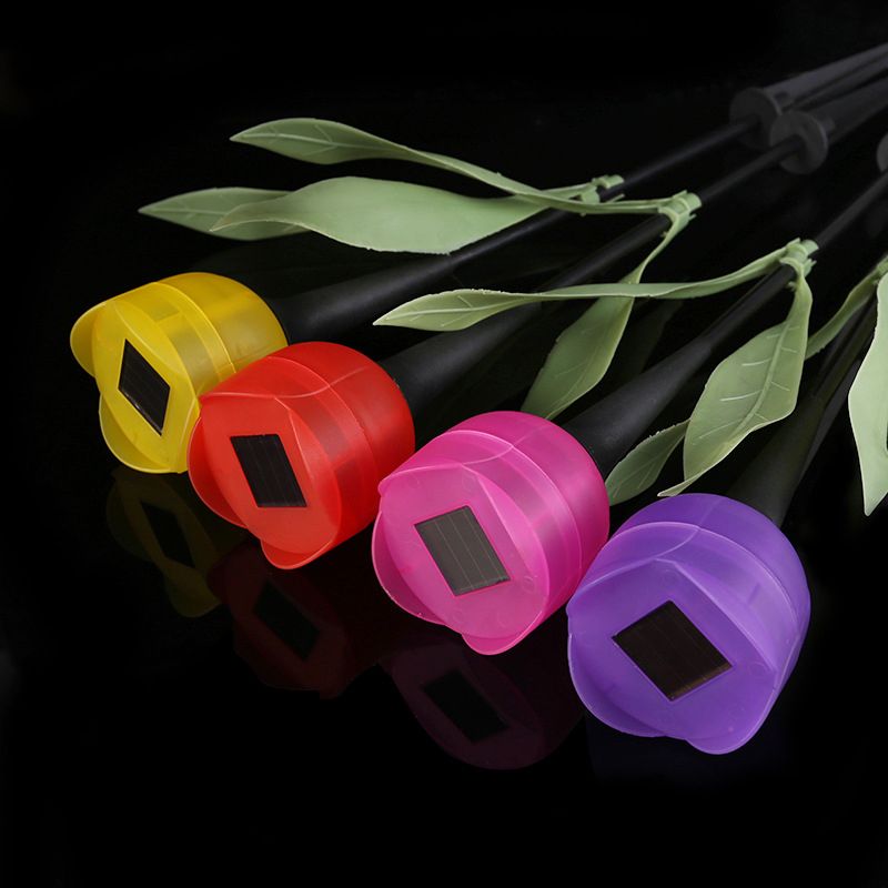 Contemporary Artificial Tulip Solar Ground Light Plastic Backyard LED Landscape Light