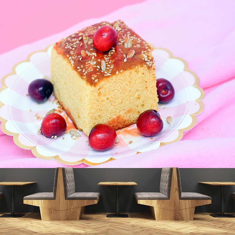 Cake Desserts Mural Wallpaper Moisture Resistant Modern Cake Shop Wall Covering