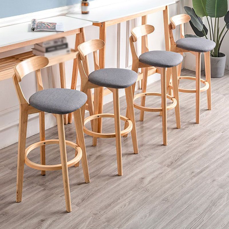 Contemporary Solid Wood Barstool Indoor Bar Stool with Low Back and Footrest