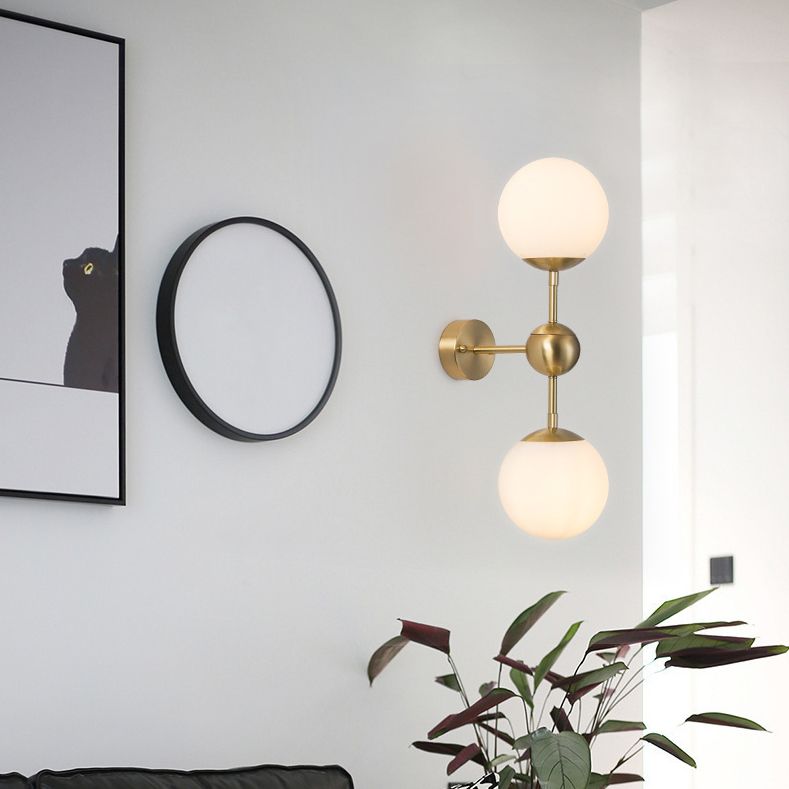 Contemporary Vanity Light Simple Glass Ball Shade Wall Light Sconce for Bathroom