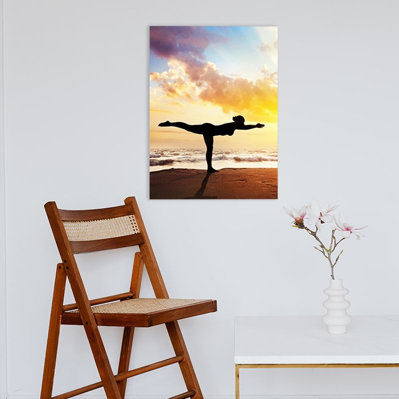 Hellfarbenes, sportliches Mädchen-Leinwand-Wanddekor im zeitgenössischen Stil mit Struktur für das Esszimmer