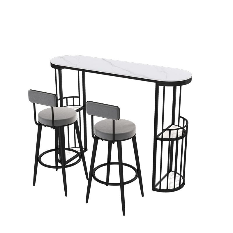 Modern Style 2/3 Pieces Stone Oval Bar Table Set for Living Room