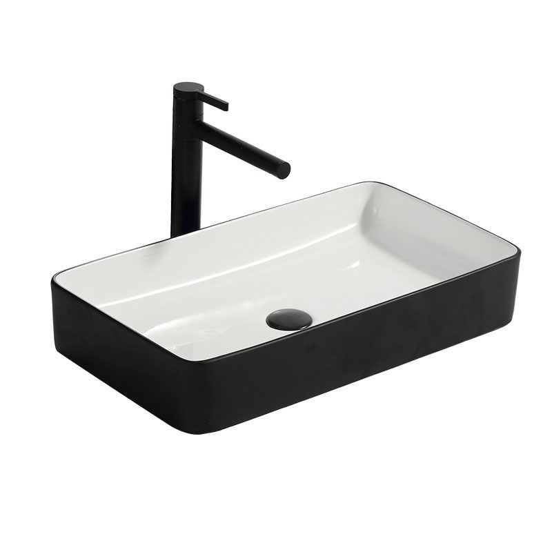Modern Bathroom Sink Pop-Up Drain Rectangular Trough Sink without Faucet