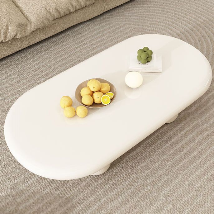 Modern 4 Legs Cocktail Table Oval Engineered Wood Coffee Table - White