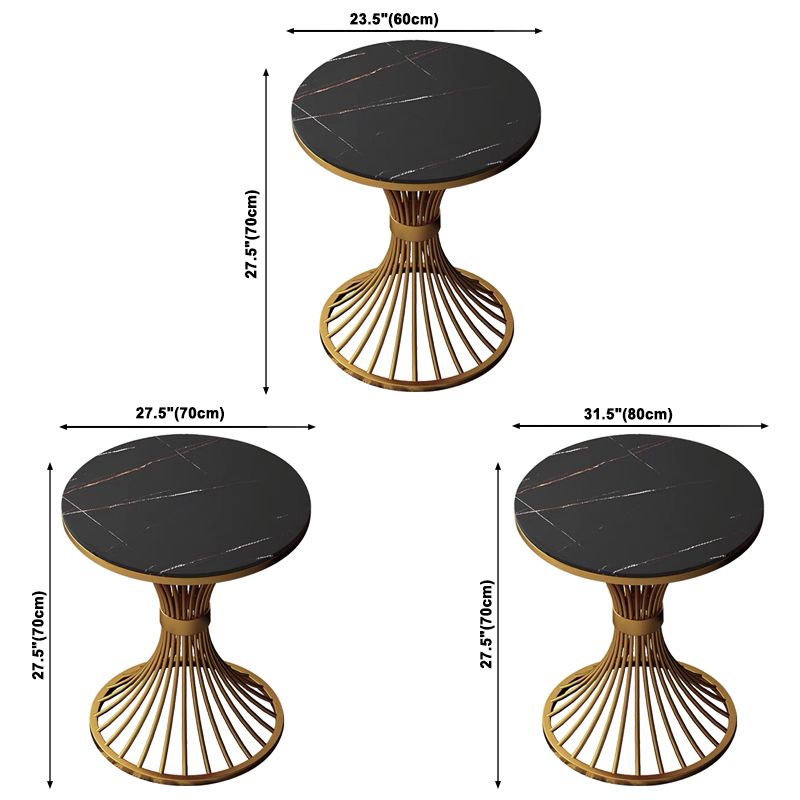 Pedestal Glam Style Dining Table Two-Color Fixed Table of Sintered Stone