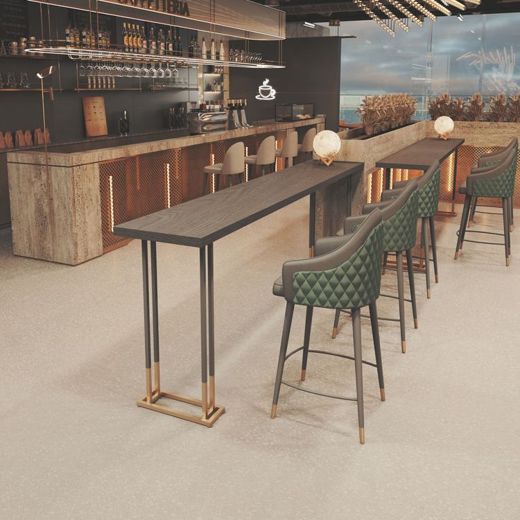 Industrial Bar Table Set 1/4 Pcs Solid Wood Bar Table with Upholstered Bar Stools