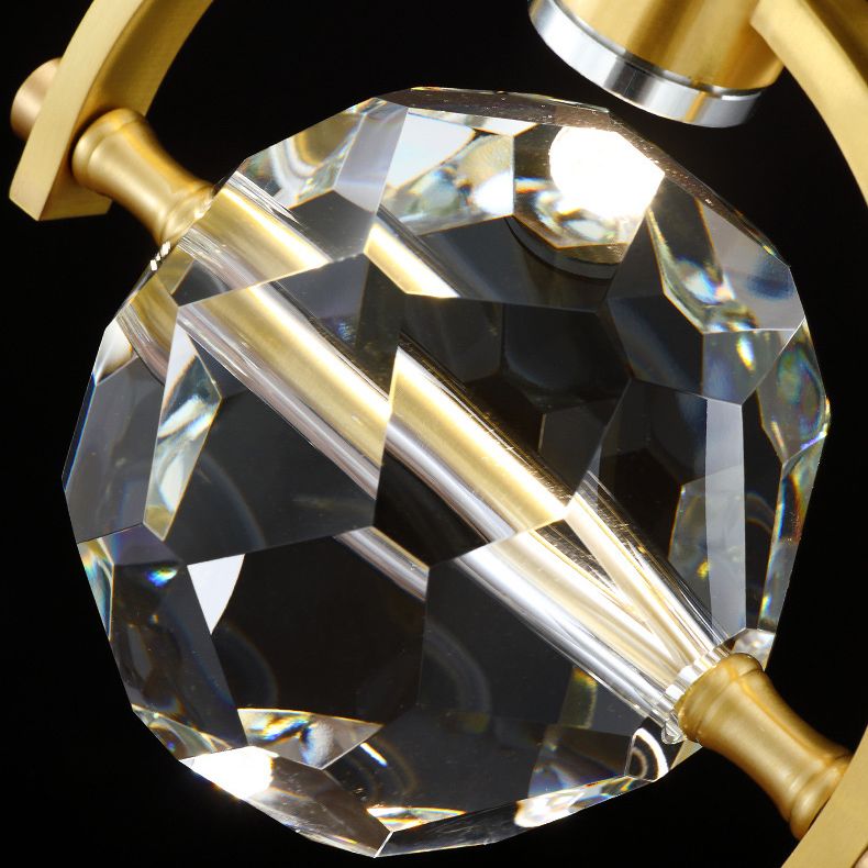 Crystal Block Mini Pendant Lighting Simplicity Brass LED Hanging Light for Bedroom