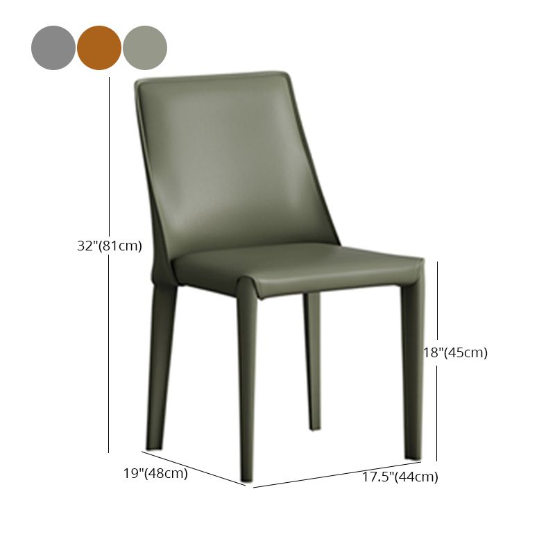 Silla lateral de cuero de hotel de estilo diseñador, silla de comedor con respaldo sólido y acabado mate