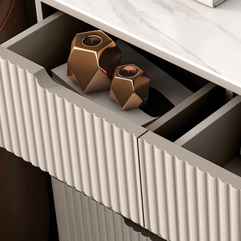 Glam Vertical Stone Storage Chest Bedroom White Chest with Drawers