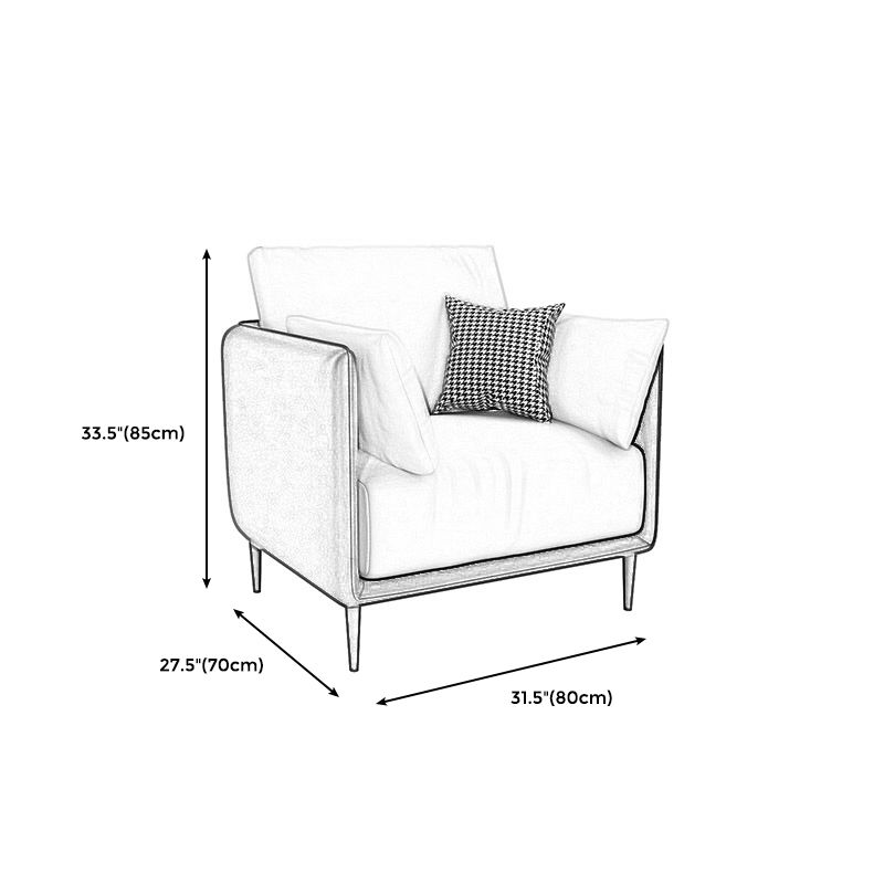 27.55" W Genuine Leather Modern Square Arm Sofa for Restaurant
