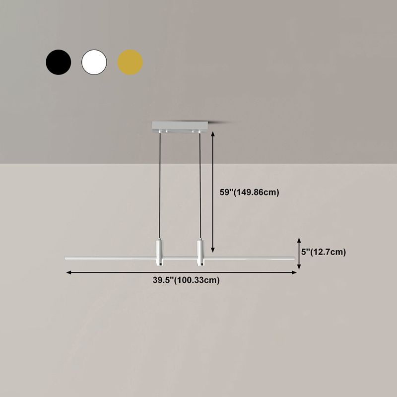 Modern Linear Island Light Fixtures 1-Light Restaurant LED Hanging Lamp with Spotlight