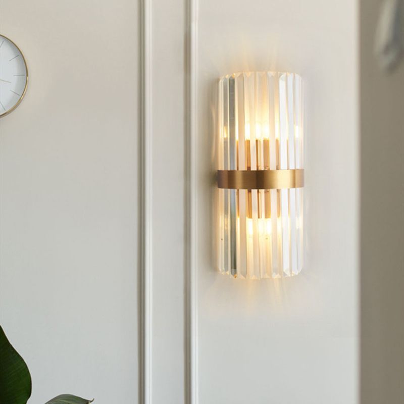 Modern Crystal Wall Light Geometric Gold 18" Wide Wall Sconce for Living Room