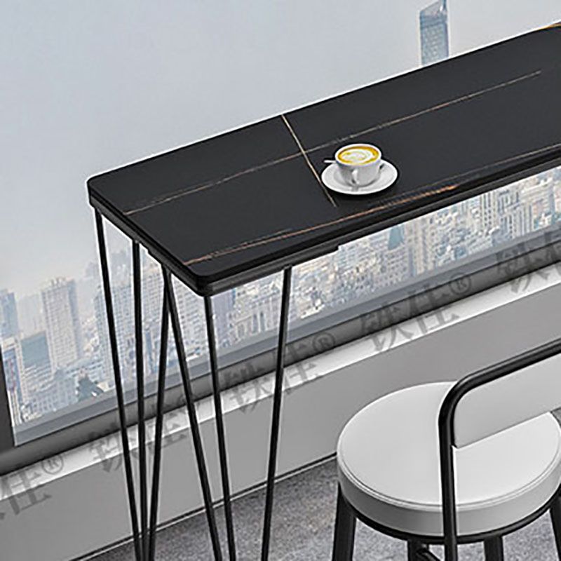 Mesa de barra de hierro negro industrial Mesa de mármol sintético Top 41.3 "H Mesa Bistro
