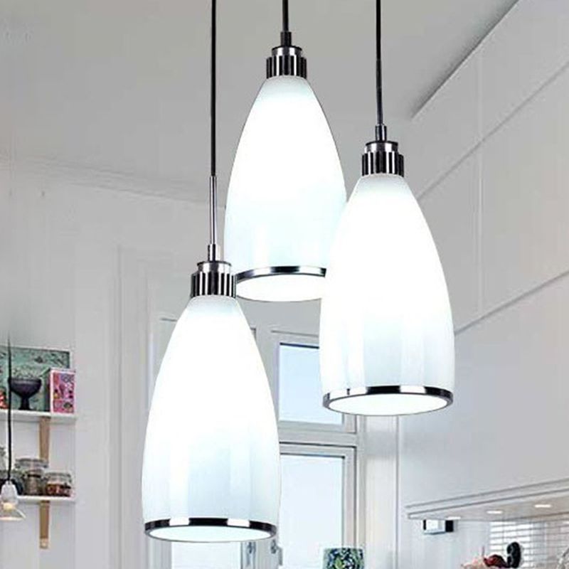1 Light Bell Pendant Lighting Modern simplicity White Glass Pendant Ceiling Lights for Restaurant