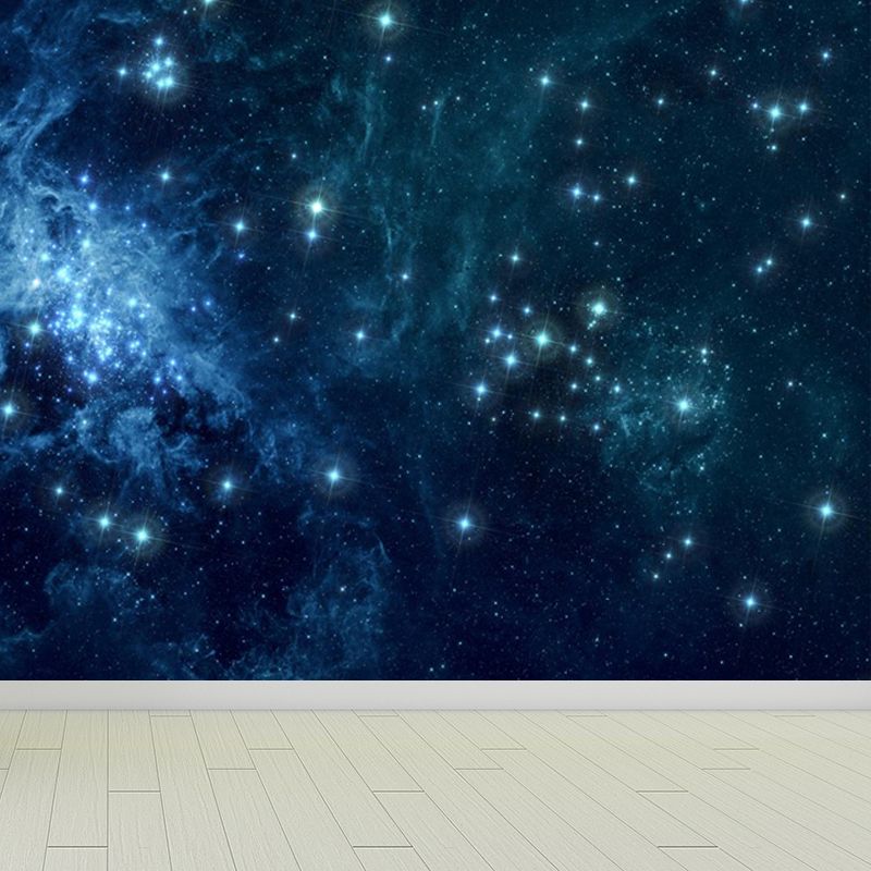 Extra Large Constellations Wall Mural Blue Non-Woven Wall Decor for Playroom, Custom