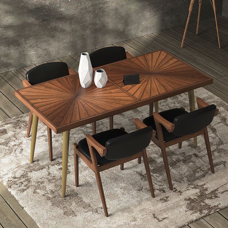 Luxury Rectangle Dining Table Solid Wood Dining Table with Iron Legs
