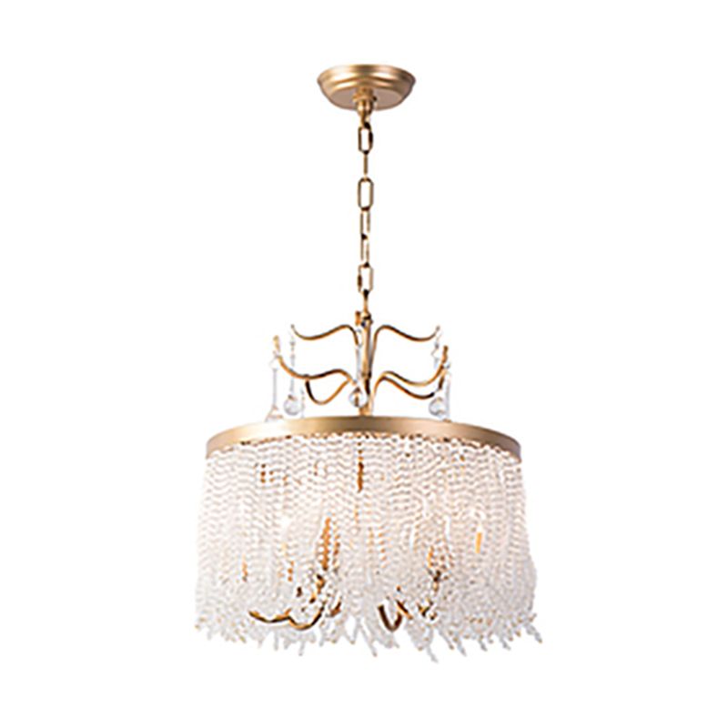 Modern Style Chandelier Metal Minimalism Hanging Light with Crystal for Bedroom