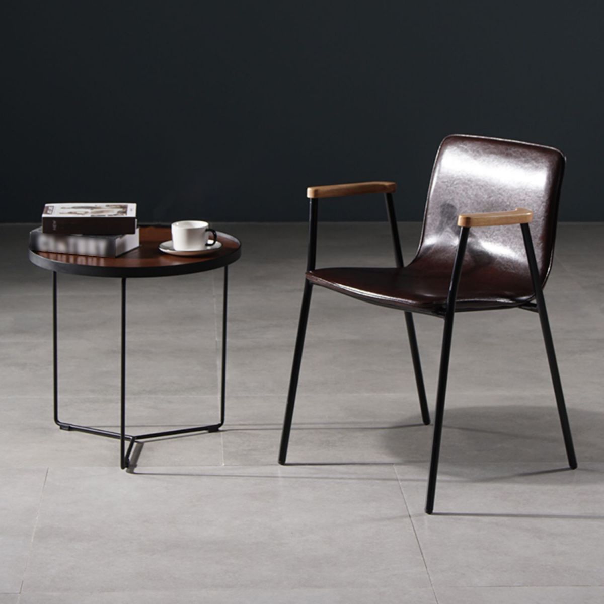 Chaises de salle à manger de style industriel, chaises d'appoint avec bras de cuisine et pieds en métal