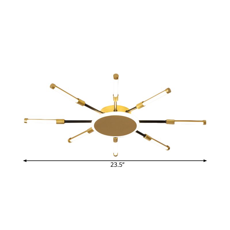 Gold Sputnik Semi Mount Lighting Minimalist LED Aluminum Ceiling Lamp in Warm/White Light, 23.5"/39" W