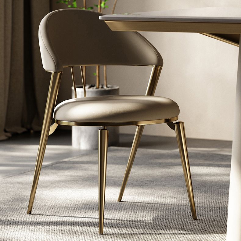 Glam Kitchen Side Chair Metal Legs Open Back Dining Armless Chair