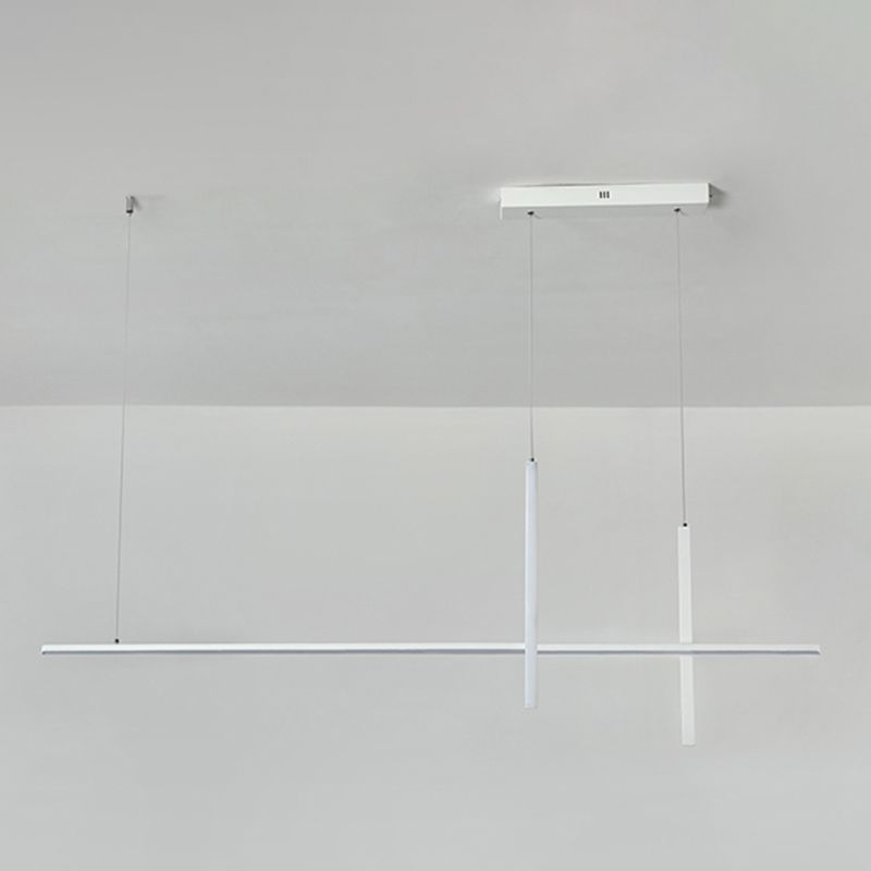 Luci d'isola lineare Luce a soffitto dell'isola metallica contemporanea in finitura bianca