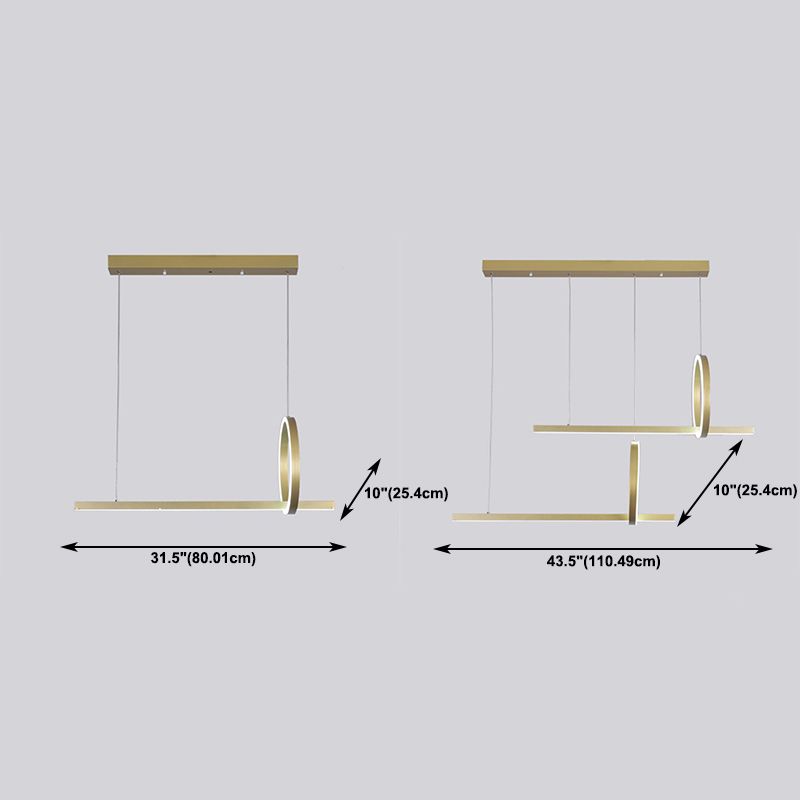 Modern Metal Island Light Geometric LED Island Pendant for Dining Room