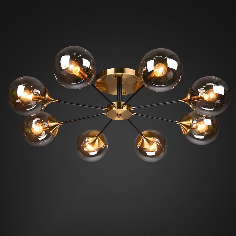 Globe Semi Flush Mount Lighting Minimalist Glass Dinning Room Semi Mount Lighting