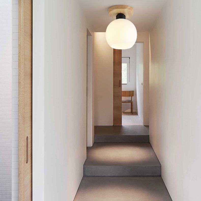 Plafonnier à ampoule unique lampe industrielle semi - obscure en verre dépoli sphérique / cylindrique pour Hall d'entrée