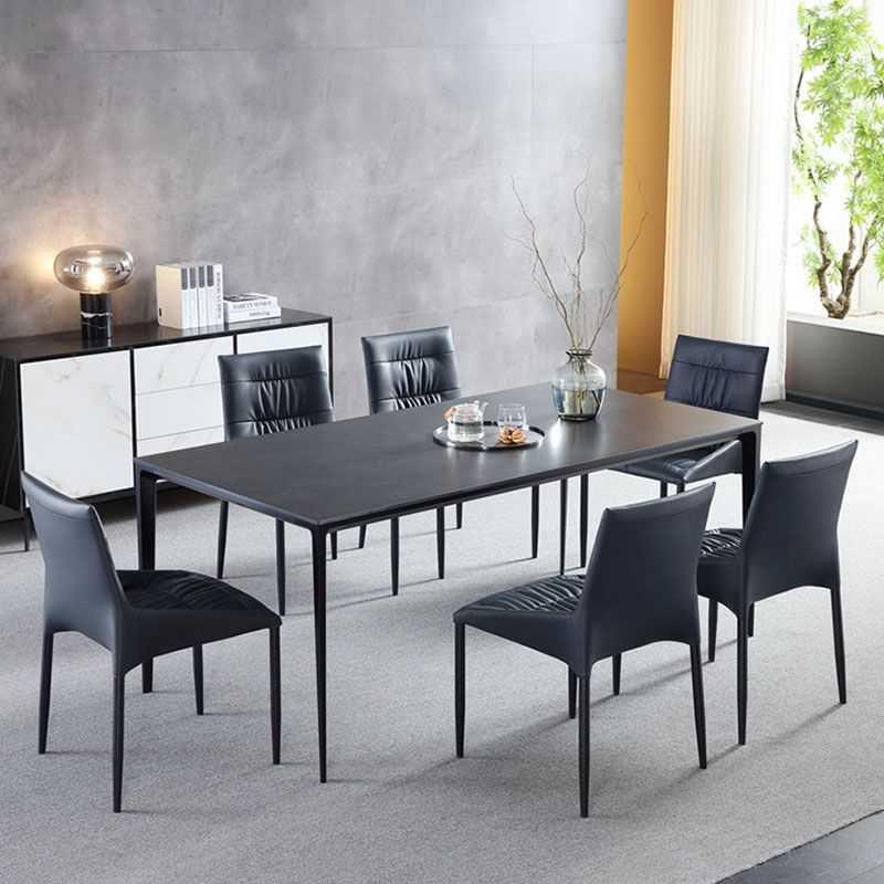 Stone Top Dining Table Modern Dining Table with 4 Metal Legs