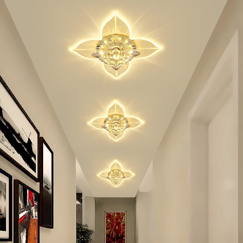 Petals Foyer LED Deckenleuchte Blume Kristall modernistisch Flush-Montage Licht Armatur