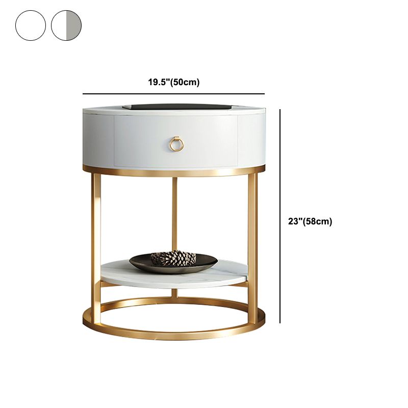 1-Drawer Shelf Included Stone Side Table - 19.69" W x 19.69" D x 22.83" H
