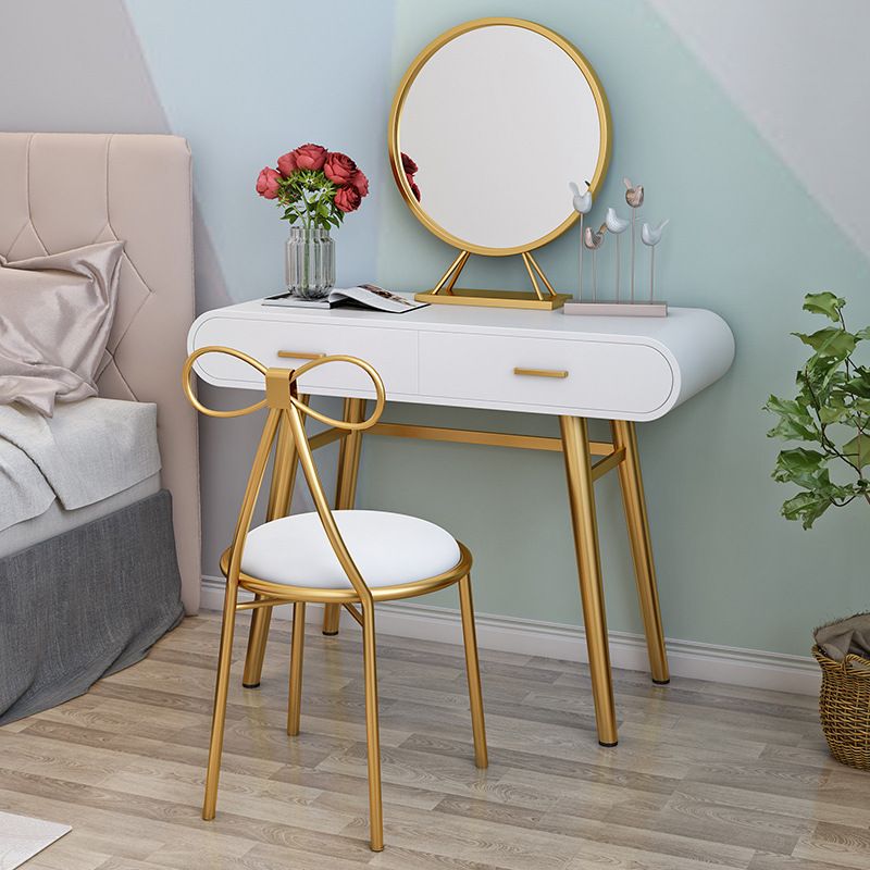 White Gold Makeup Counter with Drawer Glam Vanity Tables, 15.74" Wide