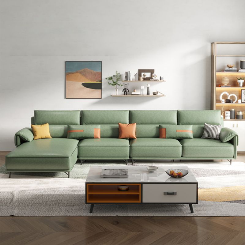 Pillow Top Arm Pillowed Back Cushions L-Shape Sectional Sofa with Chaise