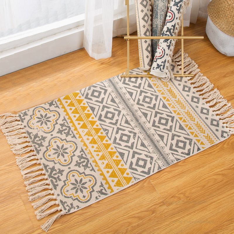 Funky Seamless Patterned Rug Multi Color Cotton Rug Pet Friendly Washable Carpet for Bedroom