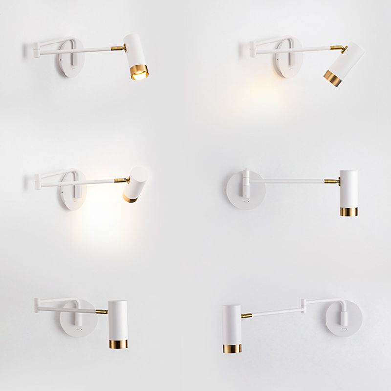 Black/White Single Modern Wall Mounted Sconce Metal Wall Light for Bedroom