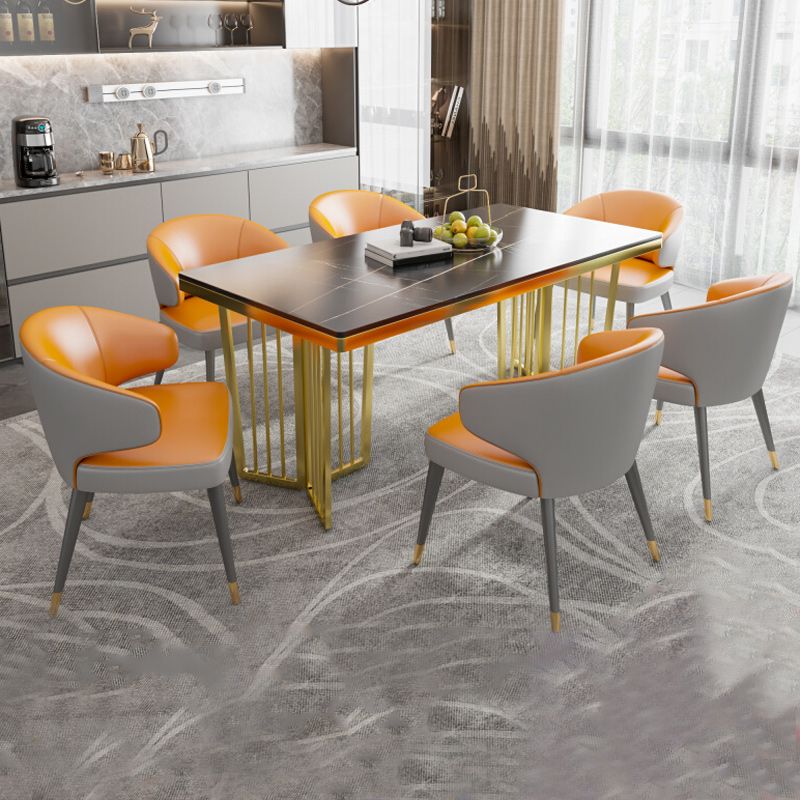 Glam 1/2/5/6/7 Pieces Gold Dinette Set with Sintered Stone Top Rectangle Dining Table Set