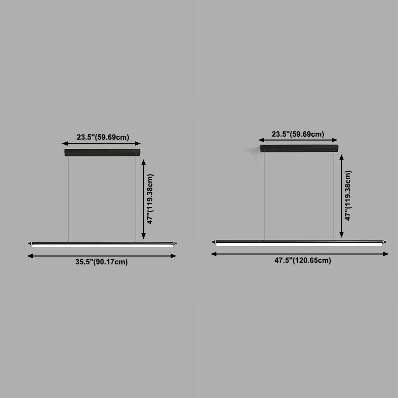 Modern Metal Island Light Linear 1-Head Restaurant Hanging Lamp with Acrylic Shade