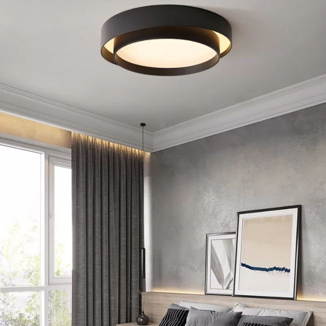 Circular LED Flush Mount in Modern Minimalist Style Wrought Iron Ceiling Fixture with Acrylic Shade